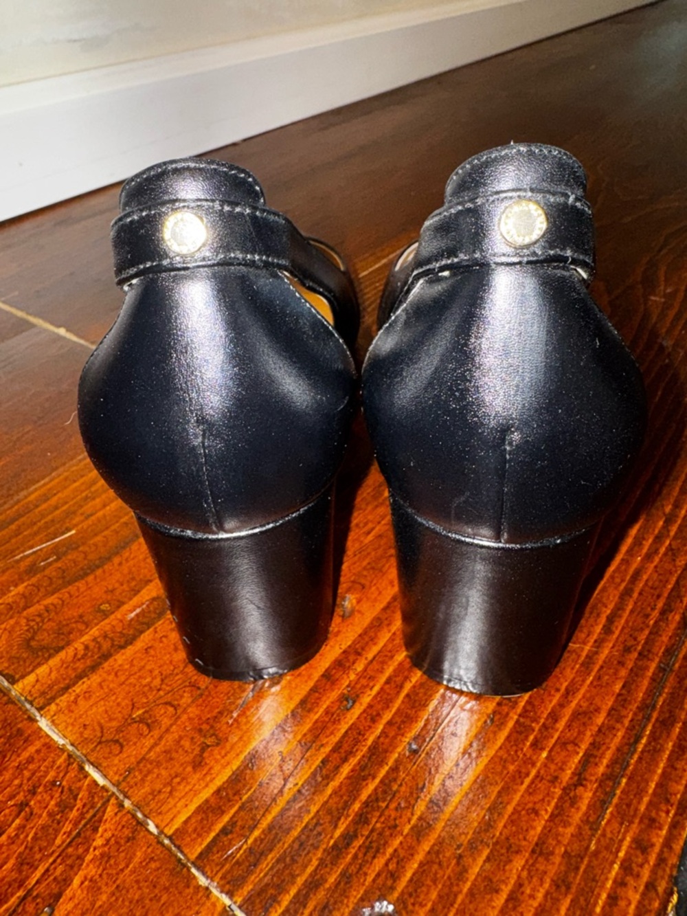 Cole‎ Haan Black Pointed Toe Cutout Block Heel Pumps - Picture 7 of 10